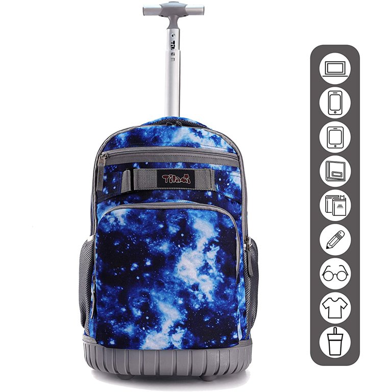 Tilami Deep Galaxy Rolling Backpack 18 Inch With Lunch Bag