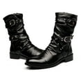 thumbnail image 5 of Santimon Men Boots Fashionable Motorcycle Boots Rivet Buckle Casual Boots Intersect Black US 5.5, 5 of 7