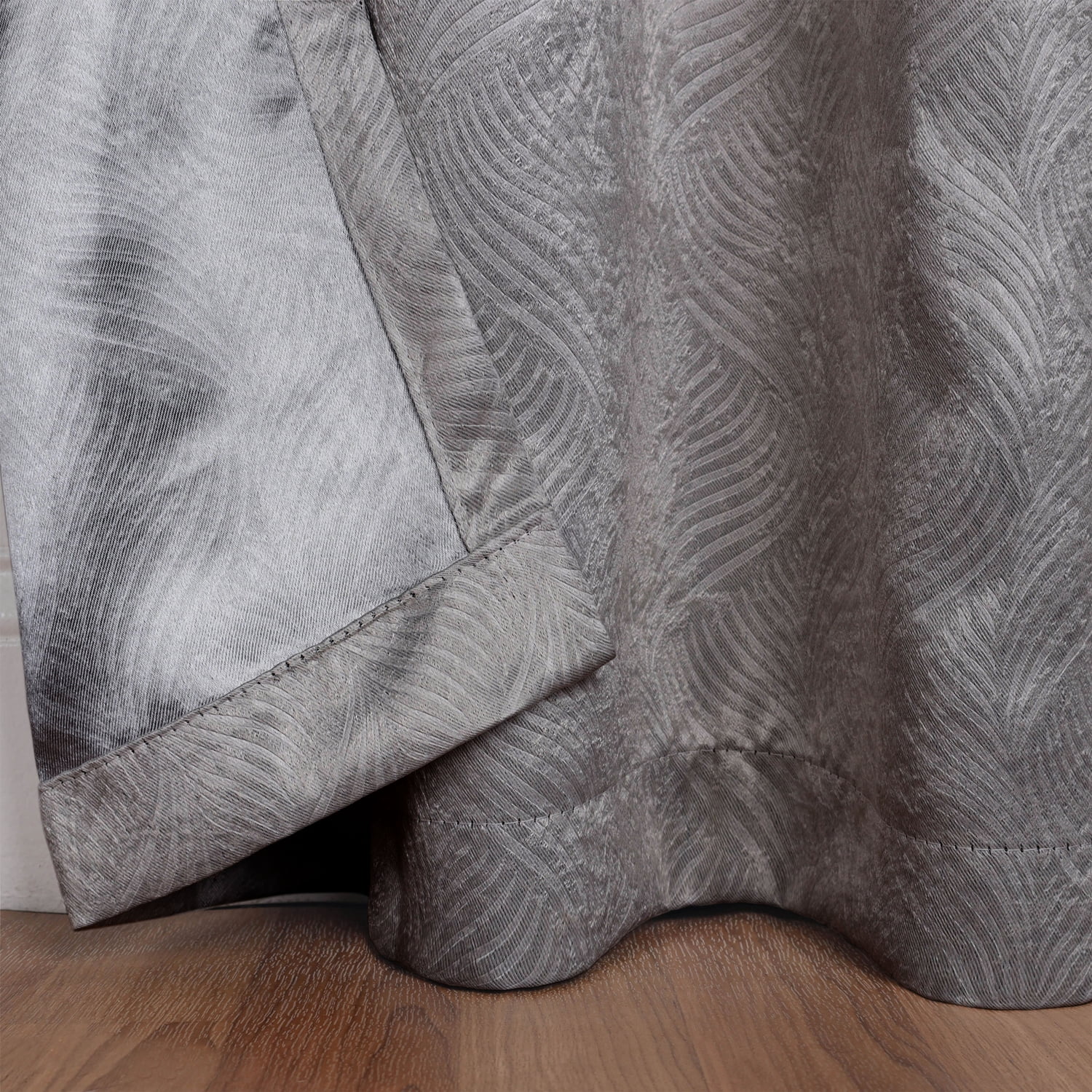Geometric Wave Blackout Curtain Panels, 52" x 108", Silver by Blue Nile Mills