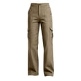 thumbnail image 4 of Women's Mid-Rise Loose Fit Cargo Boot Pants with Side Pockets Utility Pants for Casual Hiking Outdoor Activities Khaki XL(XL), 4 of 6