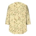 thumbnail image 7 of WHLBF Blouse for Women 3/4 Sleeve Round Neck Cover Casual Pleated Tunic Curved Hem Printed Blouse Multicolor XL, 7 of 7