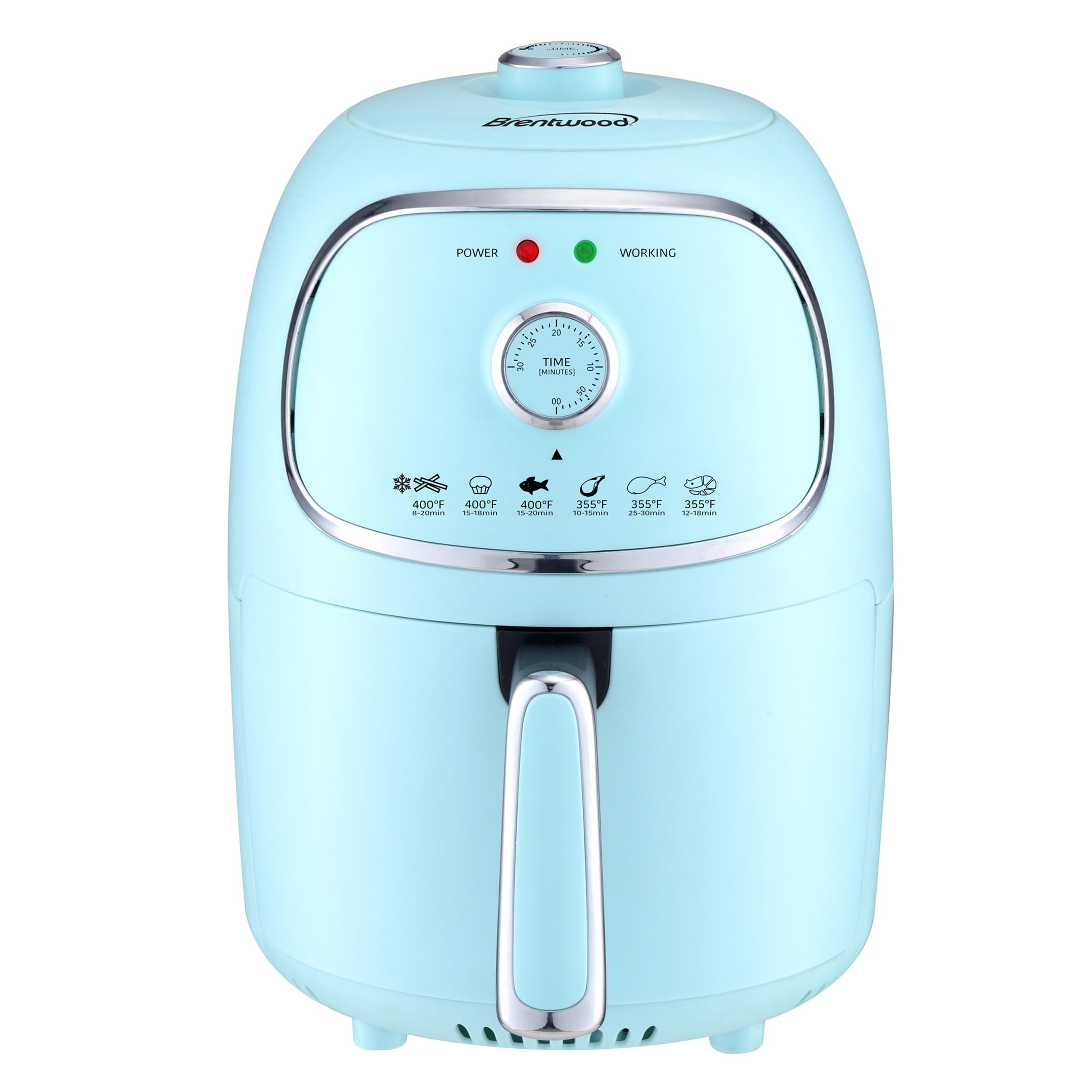 Brentwood AF202BL 2 Quart Small Electric Air Fryer Blue with Timer and