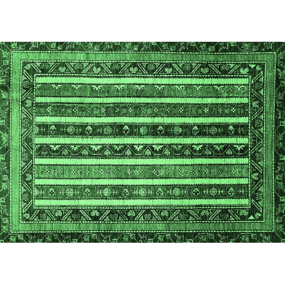 Ahgly Company Indoor Rectangle Abstract Emerald Green Modern Area Rugs, 2' x 3'