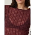 thumbnail image 5 of Biezeib Women T-shirt, Long Sleeve Crew Neck See-through Solid Slim Fit Sheer Tops Clubwear, 5 of 6
