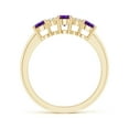 thumbnail image 2 of ANGARA Natural Oval Three Stone Amethyst Engagement Ring with Diamonds in 14K Yellow Gold for Women (Size-6x4mm) | February Birthstone, Anniversary, Jewelry Gift for Women | Natural Amethyst Ring, 2 of 8