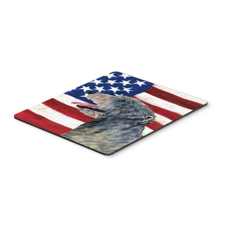 USA American Flag with Irish Wolfhound Mouse Pad, Hot Pad or Trivet