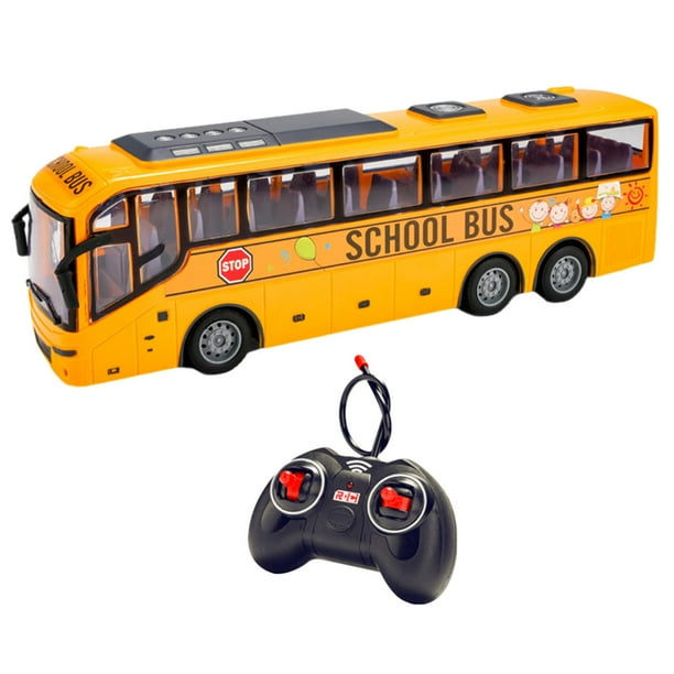 Autobús de control remoto con luces realistas y neumáticos de goma educativo para niños de 4 años amarillo