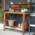 thumbnail image 4 of Backyard Discovery 47" Acacia Wood Garden Potting Bench & Serving Bar, Storage Shelf, 4 of 9