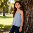 thumbnail image 2 of Eltusu Girls Tank Tops, Summer Crew Neck Casual Striped Sleeveless T-Shirts Blue Size 13-14 T, 2 of 5