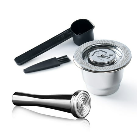 

Reusable 304 Stainless Steel Espresso Coffee Capsules Rechargeable Coffee Strainer Pod With Tamper Spoon For Nespresso Machine
