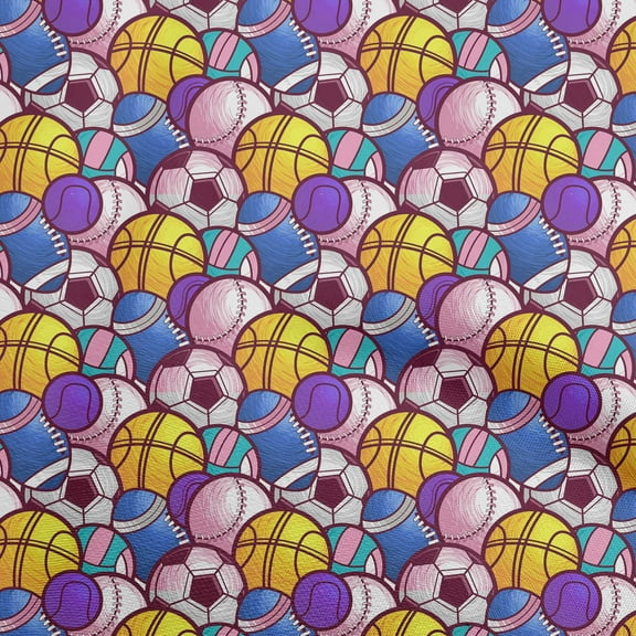 oneOone Polyester Spandex Yellow Fabric Sports Basket & Football Sewing Craft Projects Fabric Prints By Yard 56 Inch Wide