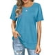 thumbnail image 2 of Camiseta con cuello redondo, holgada, transpirable, dobladillo curvo, camiseta con cuello redondo, manga corta informal para mujer, 2 of 6