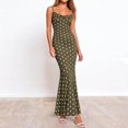 thumbnail image 6 of asdoklhq Spring Summer Dress Spring Dresses Womens Summer Fashion Casual Printed Bodycon Split Dress Maxi Dress Army Green 2X, 6 of 7
