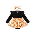 thumbnail image 1 of FOCUSNORM Baby Girls 2Pcs Halloween Outfits, Ruffle Tutu Romper with Headband, 1 of 9