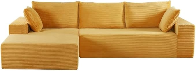 Corduroy upholstery 2 piece L shape high density foam sectional