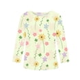 thumbnail image 5 of Abcomgle Girls Long Sleeve Shirts 7-8 Crewneck Fall Shirts for Kids Girls Trendy Basic Girls Tops Cotton Floral Print Girls Sweatshirts 4-5 Years,Fluorescence Yellow, 5 of 6