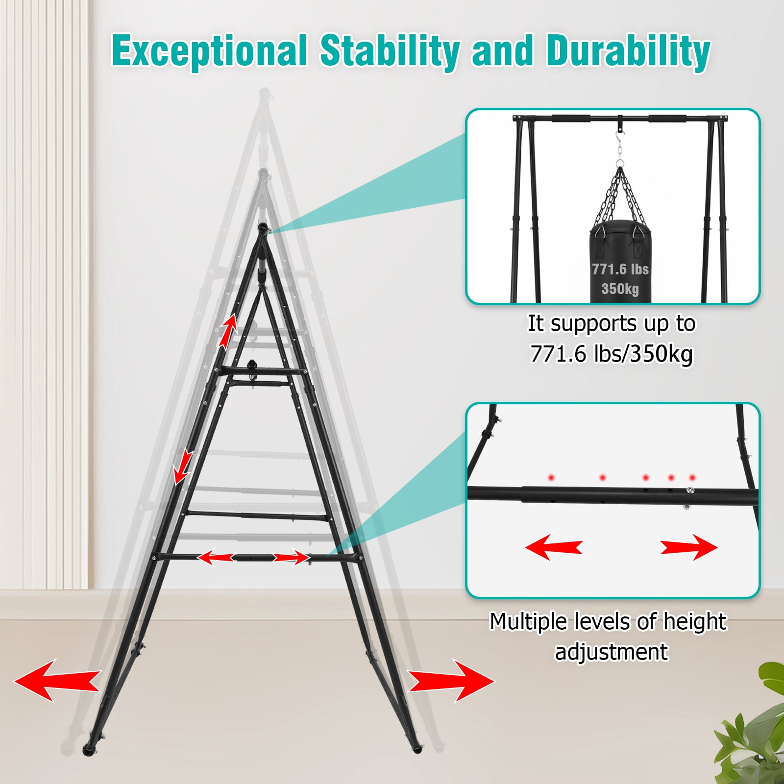 Btidfty Foldable Free Standing Multifunctional Exercise Rack 771.6LBS Capacity Portable Pullup Bar Station for Home Gym Equipment