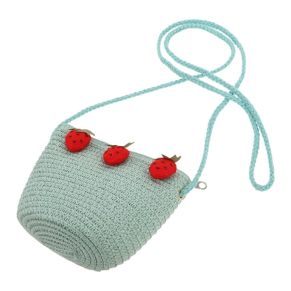 OFFIGAM Straw Purse Set Woven Design Sky Kids Carry Bag for Picnic Outdoor Activities Essentials