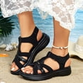 thumbnail image 5 of hoksml Women T-Strap Adjustable Ankle Strap Wedge Sandals Open Toe PU Casual Sporty Summer Beach Sandals, 5 of 6