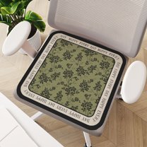 EazyTech French Style Vintage Floral Dining Chair Cushion Non-Slip - Washed Winter Plush Square Seat Pad 16x16 Inch Home Decor Gifts Green