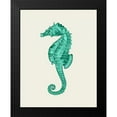thumbnail image 2 of Fab Funky 12x14 Black Modern Framed Museum Art Print Titled - Seahorse in Green, 2 of 5