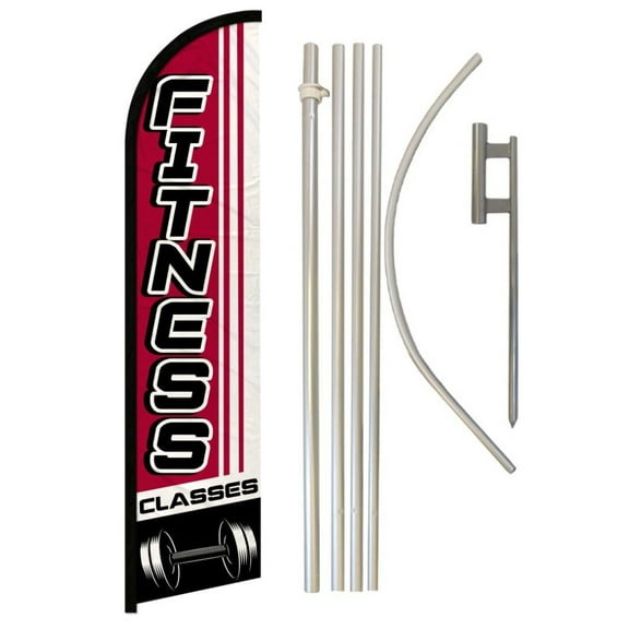Fitness Classes Windless Banner Flag & Pole Kit