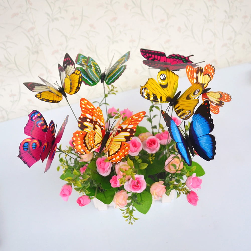 Butterfly with Rods Fake Butterflies Garden Decoration Simulation Color