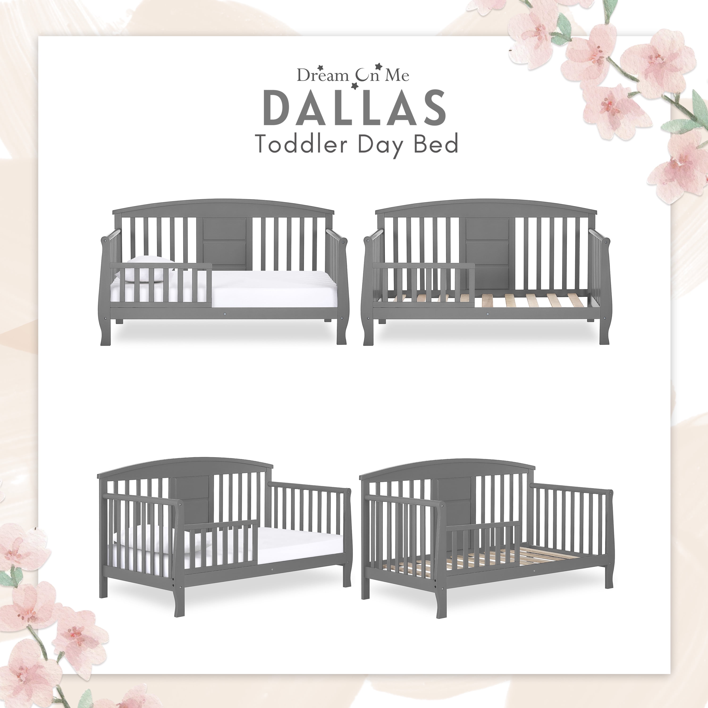 Dream on Me Dallas Toddler Day Bed, Storm Grey
