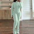 thumbnail image 2 of Valora Women Fashion Outfit Women’ s Trousers Suit Set for Two Piece Outfits Bodysuit Top Skinny Pants Tracksuit Casual Wear Mint Green M, 2 of 6