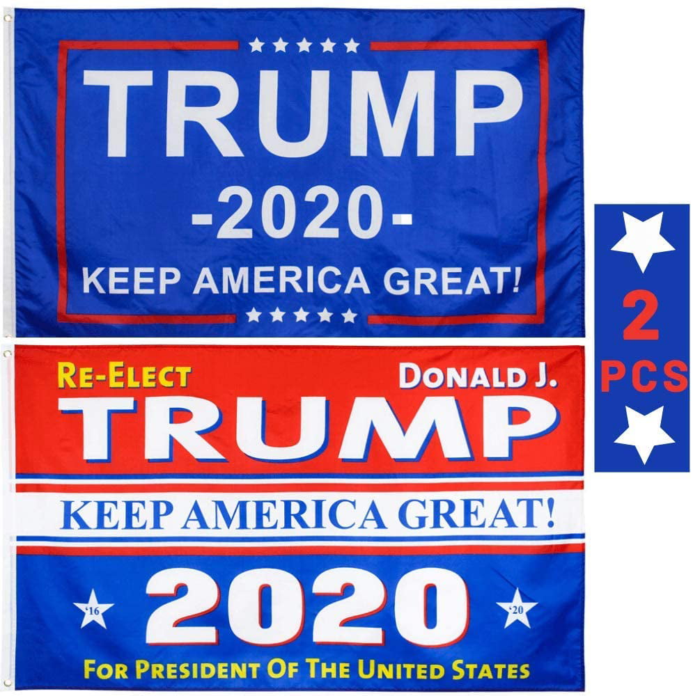 5' Wood Flag Pole Kit Wall Mount Bracket 3x5 Re-Elect Donald J Trump 2020 Flag 
