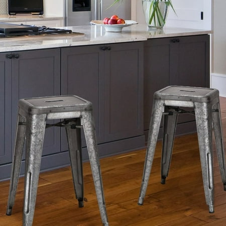 Adeco 24" Tolix Style Metal (Steel) Stool (Set Of 2)
