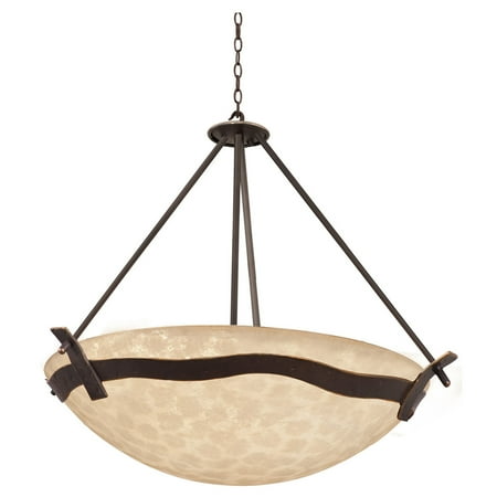 Antique Tawny Port - Pendants 6 Light Bulb Fixture With Tawny Port Finish Antique Filigree Glass Hand Forged Iron E26 40