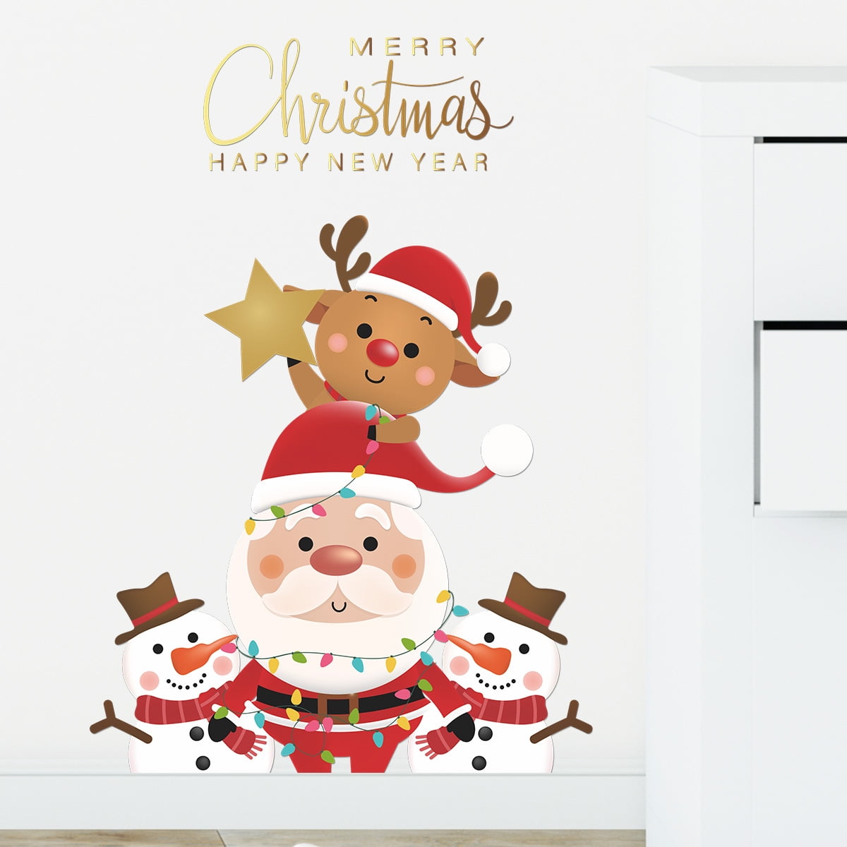 Merry Christmas Wall Stickers Santa Claus Wall Decals Ornaments, Santa