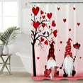 thumbnail image 5 of Valentine''s Day Gnomes Shower Curtain Pink Love Heart Shower Curtains for Bathroom Decor Lover Bird Bath Curtains Sets with Hooks for Valentines Day Home Decor Waterproof Extra Long 72 x 84, 5 of 6