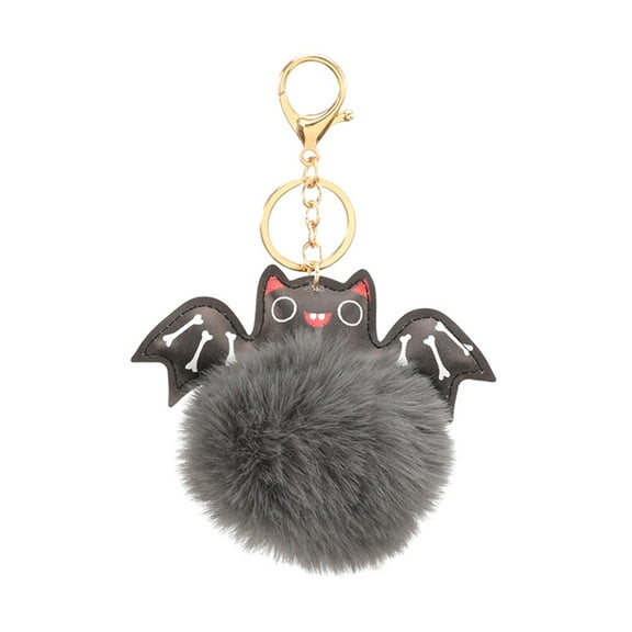 RYUJNDK Halloween Keychain Plush Ball Keyring Bag Charm for Women Girl, Halloween Party Favor Bag Fillers