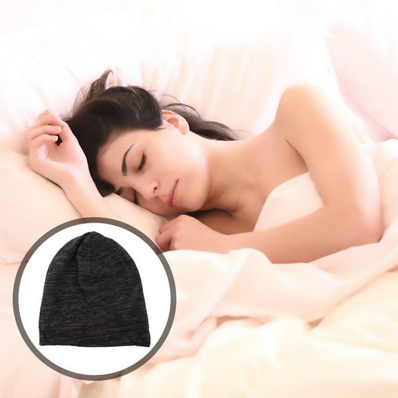 EXHUMKY Adults' Black Satin Sleep Bonnet Soft Comfortable for All Seasons