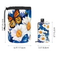 thumbnail image 5 of PhooArto Travel Cosmetic Bags Barrel Makeup Bag, Multifunctional Toiletry Bucket Bags Round Organizer Storage Pocket, Blue Butterflies Daisy Flower Pattern, 5 of 6