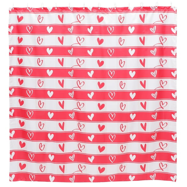 KAKOWELY Cortina de ducha de poliéster con estampado de corazón para baño