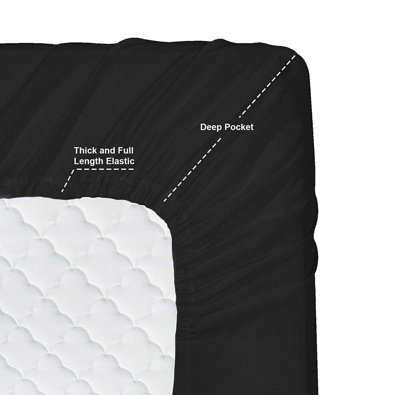 Clara Clark 6-Piece 1800 Thread Count Black Microfiber Bed Sheet Set, King - Hypoallergenic