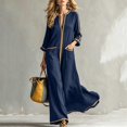 thumbnail image 5 of Ovbmpzd Plus Size Beach To City Summer Dress for Women Maxi Navy Vaction Shift Dress Loose 3/4 Sleeve Casual Dresses,L, 5 of 6