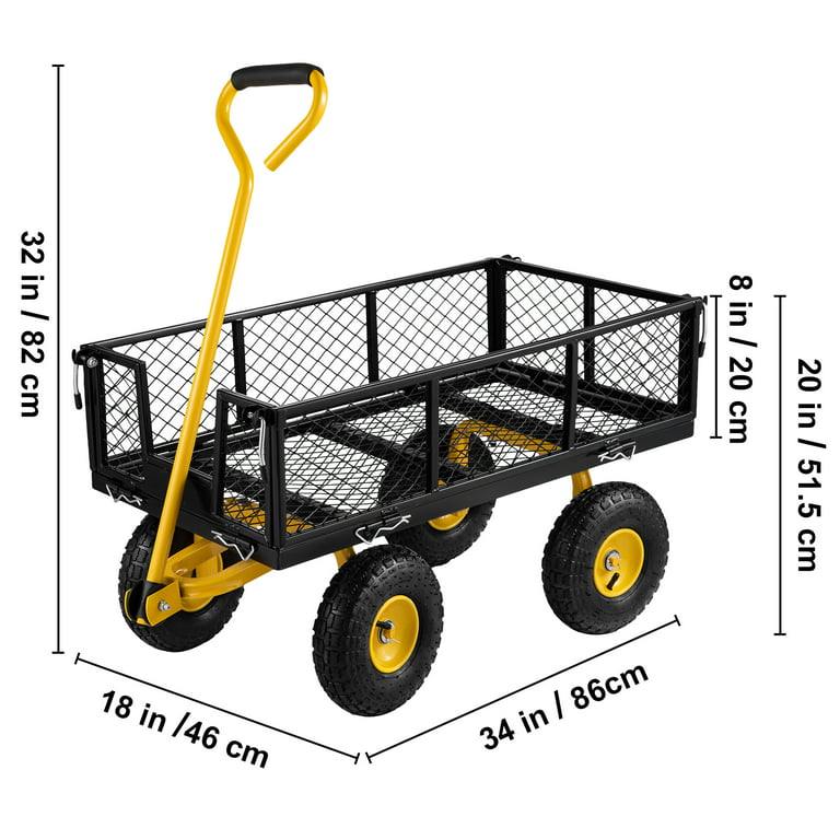 VEVOR Steel Garden Cart, Heavy Duty 1200 lbs Capacity, with
