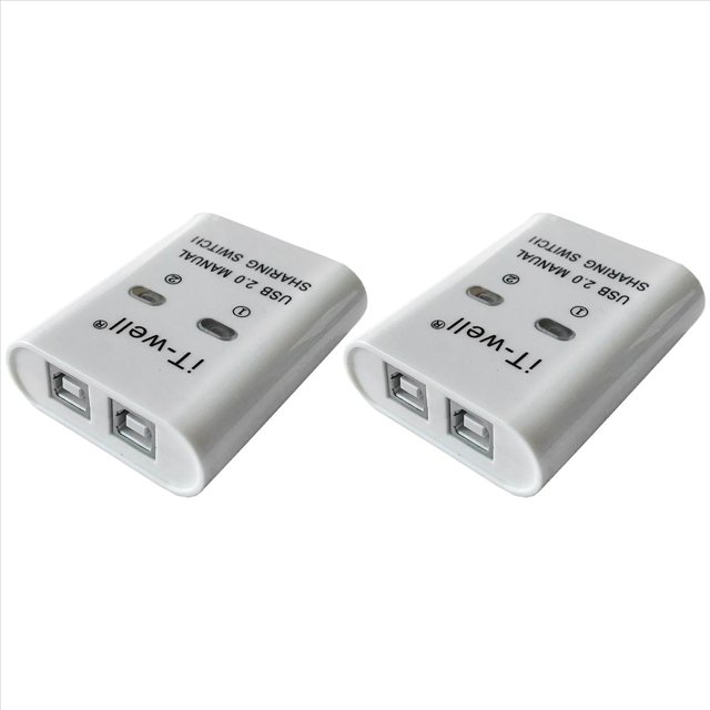 2X USB Dispositivo para Compartir Impresora, Dispositivo para Compartir Impresora 2 En 1, Convertidor de Concentrador Divisor de Conmutación Kvm Manual de 2 Puertos, Blanco