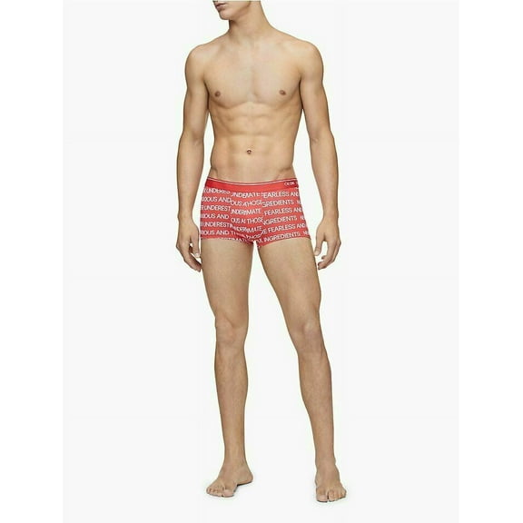 Calvin Klein NB2225 Mens Multicolor Stretch Low Rise Trunk Single Pack Underwear (Message Print,XL)