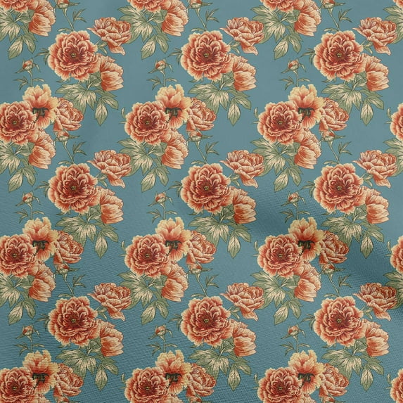 oneOone Viscose Jersey Dark Teal Blue Fabric Florals Sewing Craft Projects Fabric Prints By Yard 60 Inch Wide