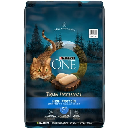Purina One True Instinct Dry Cat Food Ocean Whitefish, Grain-Free, 14.4 lb Bag