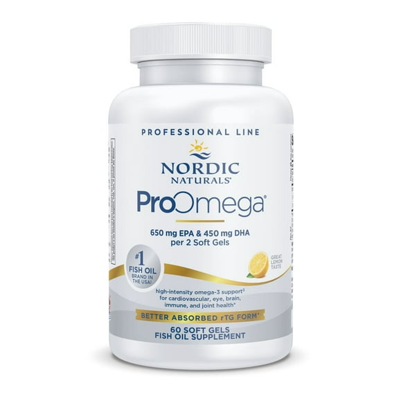 Nordic Naturals ProOmega Softgels, Lemon, 1280 mg, Fish Oil, 60 Ct
