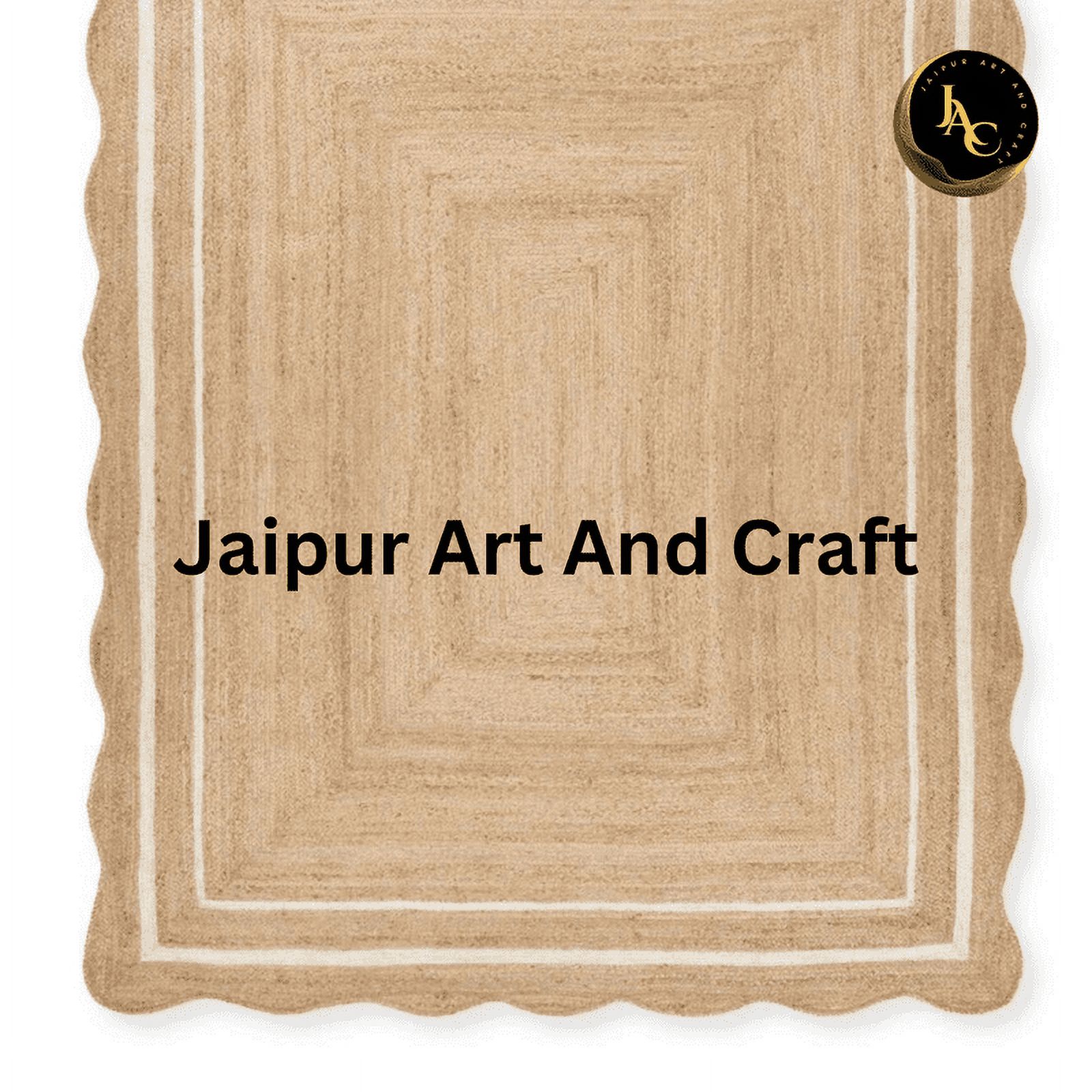 Jaipur Art And Craft Bohemian Rectangle Scallop White, Brown Jute Area Rug (9x10 Sq ft)