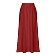 thumbnail image 4 of Women's High Waist Skirt Casual Loose Ruffle Skirt Solid Color Flowy Dress Plus Size Pleated Maxi Skirt Long Skirts Red,XL, 4 of 6