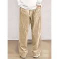 thumbnail image 6 of Mens Corduroy Casual Pants Fashion Loose Fit Wide Leg Straight Sweatpants Elastic Waist Drawstring Khaki XS, 6 of 9