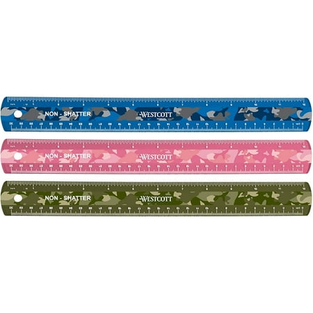 Westcott 12" Camo Shatterproof Rulers Assorted Colors